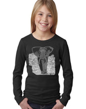 Load image into Gallery viewer, LA Pop Art Girl&#39;s Word Art Long Sleeve - ELEPHANT