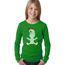 Load image into Gallery viewer, Christmas Elf - Girl&#39;s Word Art Long Sleeve T-Shirt