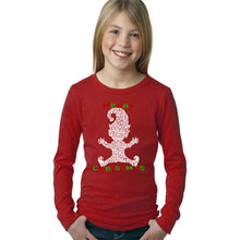 Load image into Gallery viewer, Christmas Elf - Girl&#39;s Word Art Long Sleeve T-Shirt