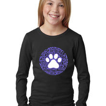 Load image into Gallery viewer, LA Pop Art Girl&#39;s Word Art Long Sleeve - Gandhi&#39;s Quote on Animal Treatment