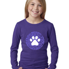Load image into Gallery viewer, LA Pop Art Girl&#39;s Word Art Long Sleeve - Gandhi&#39;s Quote on Animal Treatment