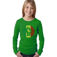 Load image into Gallery viewer, LA Pop Art Girl&#39;s Word Art Long Sleeve - Get Up Stand Up