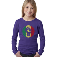Load image into Gallery viewer, LA Pop Art Girl&#39;s Word Art Long Sleeve - Get Up Stand Up