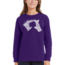 Load image into Gallery viewer, Girl Horse - Girl&#39;s Word Art Long Sleeve T-Shirt