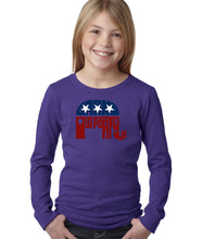 Load image into Gallery viewer, LA Pop Art Girl&#39;s Word Art Long Sleeve - REPUBLICAN - GRAND OLD PARTY