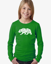 Load image into Gallery viewer, LA Pop Art Girl&#39;s Word Art Long Sleeve - California Bear