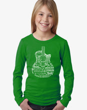 Load image into Gallery viewer, LA Pop Art Girl&#39;s Word Art Long Sleeve - Languages Guitar