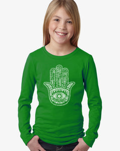 LA Pop Art Girl's Word Art Long Sleeve - Hamsa