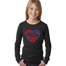 Load image into Gallery viewer, Girl&#39;s Word Art Long Sleeve - July 4th Heart