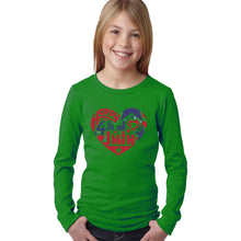 Load image into Gallery viewer, Girl&#39;s Word Art Long Sleeve - July 4th Heart