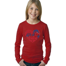 Load image into Gallery viewer, Girl&#39;s Word Art Long Sleeve - July 4th Heart