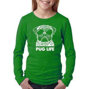 LA Pop Art Girl's Word Art Long Sleeve - Pug Life