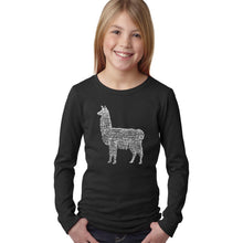 Load image into Gallery viewer, LA Pop Art Girl's Word Art Long Sleeve - Llama Mama