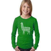 Load image into Gallery viewer, LA Pop Art Girl's Word Art Long Sleeve - Llama Mama