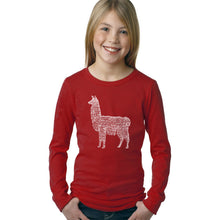 Load image into Gallery viewer, LA Pop Art Girl's Word Art Long Sleeve - Llama Mama