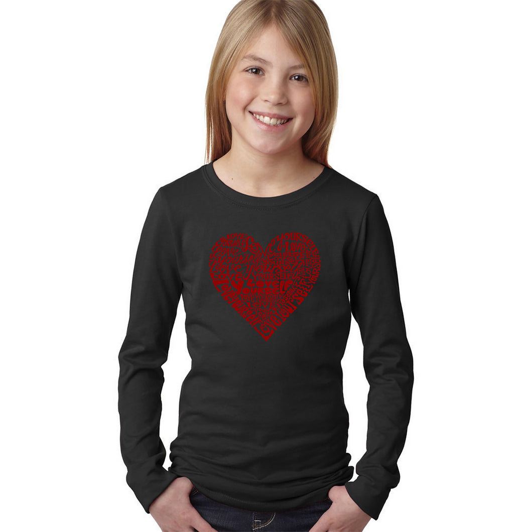 Love Yourself - Girl's Word Art Long Sleeve T-Shirt