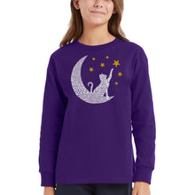 Load image into Gallery viewer, Cat Moon - Girl&#39;s Word Art Long Sleeve T-Shirt
