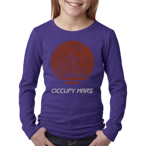 LA Pop Art Girl's Word Art Long Sleeve - Occupy Mars