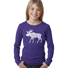 Load image into Gallery viewer, Moose  - Girl&#39;s Word Art Long Sleeve