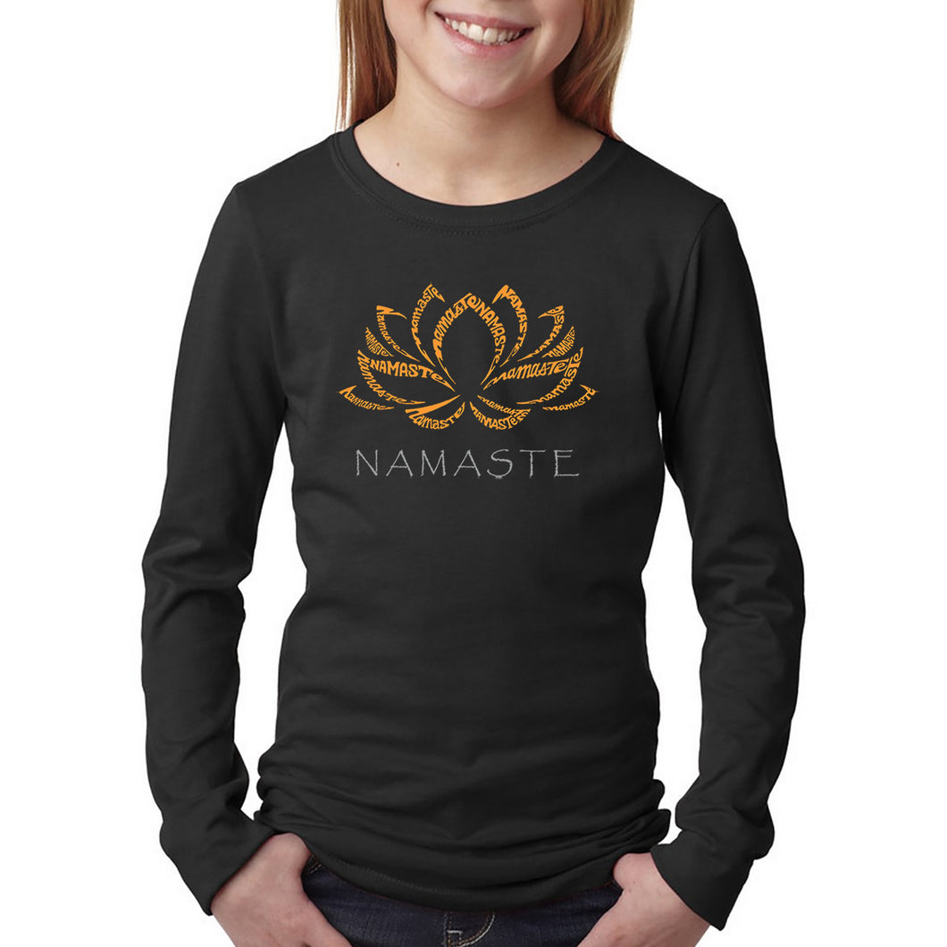 LA Pop Art Girl's Word Art Long Sleeve - Namaste