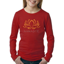 Load image into Gallery viewer, LA Pop Art Girl&#39;s Word Art Long Sleeve - Namaste