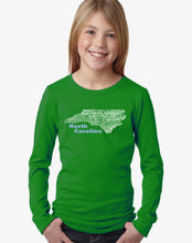 Load image into Gallery viewer, LA Pop Art Girl&#39;s Word Art Long Sleeve - North Carolina