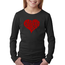 Load image into Gallery viewer, LA Pop Art Girl&#39;s Word Art Long Sleeve - All You Need Is Love