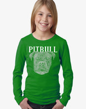 Load image into Gallery viewer, LA Pop Art Girl&#39;s Word Art Long Sleeve - Pitbull Face