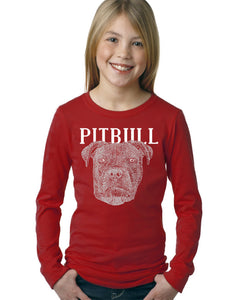 LA Pop Art Girl's Word Art Long Sleeve - Pitbull Face