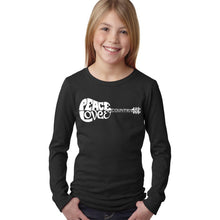 Load image into Gallery viewer, Peace Love Country  - Girl's Word Art Long Sleeve