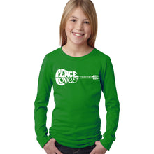 Load image into Gallery viewer, Peace Love Country  - Girl's Word Art Long Sleeve