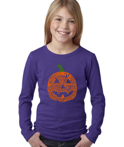 LA Pop Art Girl's Word Art Long Sleeve - Pumpkin