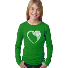 Load image into Gallery viewer, Dog Heart - Girl&#39;s Word Art Long Sleeve T-Shirt
