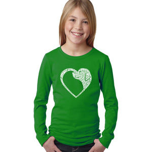 Dog Heart - Girl's Word Art Long Sleeve T-Shirt