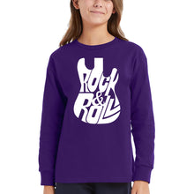 Load image into Gallery viewer, Rock And Roll Guitar - Girl&#39;s Word Art Long Sleeve T-Shirt