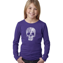 Load image into Gallery viewer, Rock n Roll Skull - Girl&#39;s Word Art Long Sleeve T-Shirt