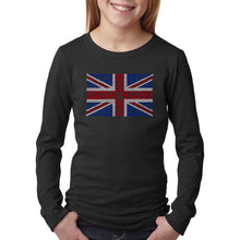 Load image into Gallery viewer, LA Pop Art Girl&#39;s Word Art Long Sleeve - God Save The Queen