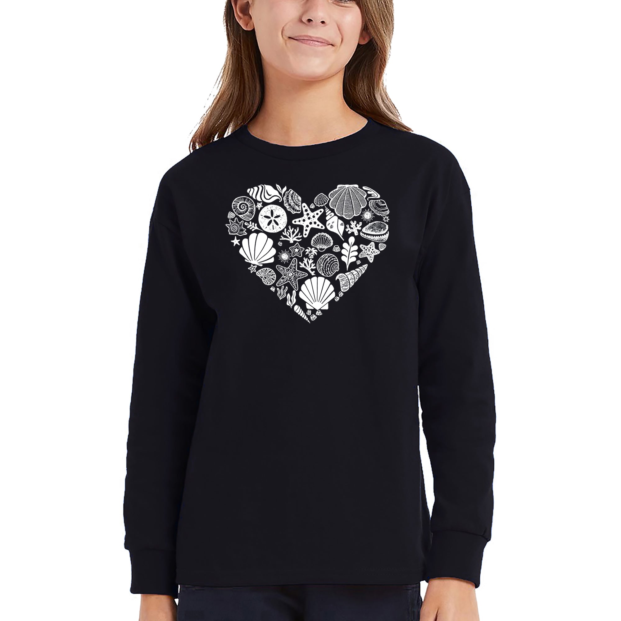 Sea Shells - Girl's Word Art Long Sleeve T-Shirt – LA Pop Art