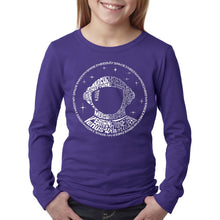 Load image into Gallery viewer, LA Pop Art Girl&#39;s Word Art Long Sleeve - I Need My Space Astronaut