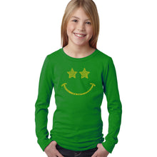 Load image into Gallery viewer, Rockstar Smiley  - Girl&#39;s Word Art Long Sleeve