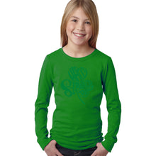 Load image into Gallery viewer, St Patricks Day Shamrock  - Girl&#39;s Word Art Long Sleeve