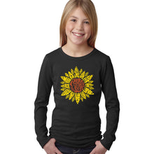 Load image into Gallery viewer, LA Pop Art Girl&#39;s Word Art Long Sleeve - Sunflower