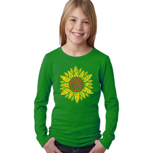 LA Pop Art Girl's Word Art Long Sleeve - Sunflower