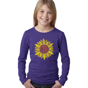 LA Pop Art Girl's Word Art Long Sleeve - Sunflower