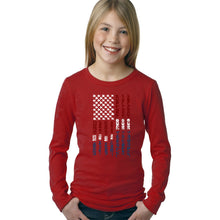 Load image into Gallery viewer, LA Pop Art Girl&#39;s Word Art Long Sleeve - Support our Troops