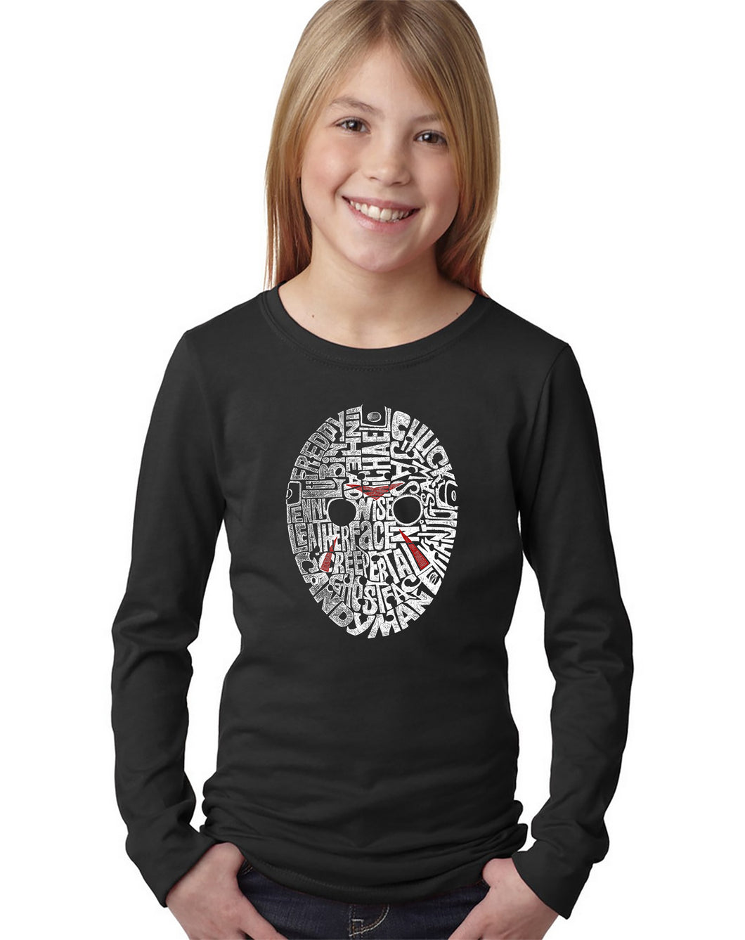 LA Pop Art Girl's Word Art Long Sleeve - Slasher Movie Villians