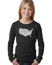 Load image into Gallery viewer, LA Pop Art Girl&#39;s Word Art Long Sleeve - THE STAR SPANGLED BANNER