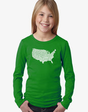 Load image into Gallery viewer, LA Pop Art Girl&#39;s Word Art Long Sleeve - THE STAR SPANGLED BANNER