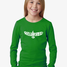 Load image into Gallery viewer, LA Pop Art Girl&#39;s Word Art Long Sleeve - Wild and Free Eagle