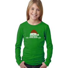 Load image into Gallery viewer, Christmas Peeking Dog - Girl&#39;s Word Art Long Sleeve T-Shirt